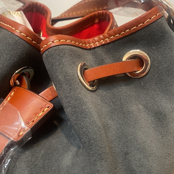 NWT Dooney & Bourke Grey Kendall Suede Bucket Drawstring Bag - Picture 6 of 13